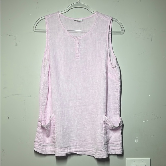 Pure Jill J Jill Women's Tank Top XL Lavender‎ Pink Crinkle Linen Swing Pockets - Picture 1 of 14